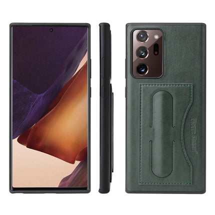 For Samsung Galaxy Note20 Ultra Fierre Shann Full Coverage Protective Leather Case with Holder & Card Slot(Green)-garmade.com