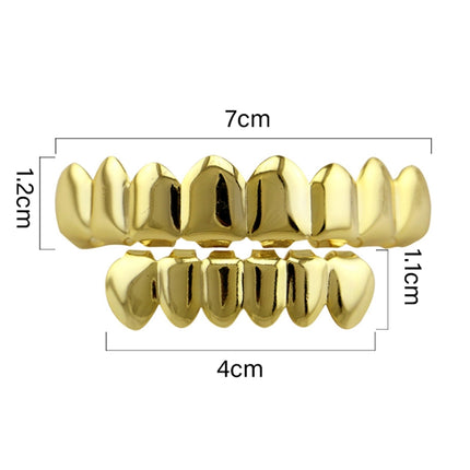 Hip Hop Accessories Gold Tooth Set Real Gold Plating Smooth Upper Eight Lower Six Denture Set(Gold)-garmade.com