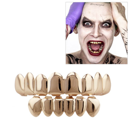 Hip Hop Accessories Gold Tooth Set Real Gold Plating Smooth Upper Eight Lower Six Denture Set(Rose Gold)-garmade.com