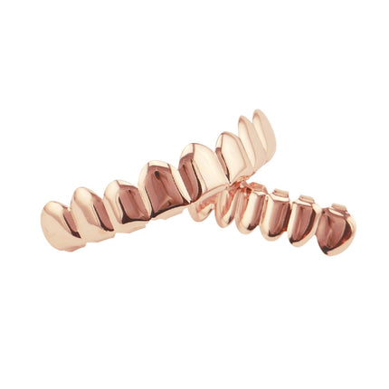 Hip Hop Accessories Gold Tooth Set Real Gold Plating Smooth Upper Eight Lower Six Denture Set(Rose Gold)-garmade.com