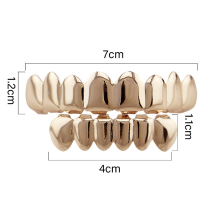 Hip Hop Accessories Gold Tooth Set Real Gold Plating Smooth Upper Eight Lower Six Denture Set(Rose Gold)-garmade.com