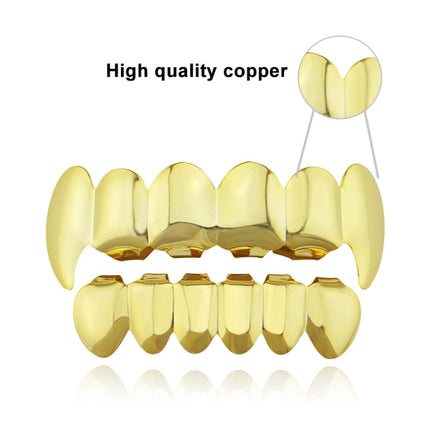 Real Gold Electroplating Halloween Decoration Denture And Tusk Suit COS Props(Gold)-garmade.com