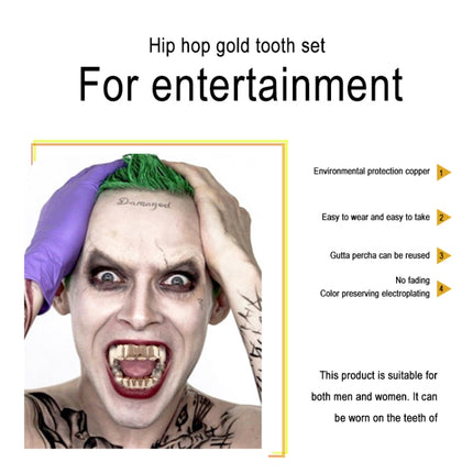 Real Gold Electroplating Halloween Decoration Denture And Tusk Suit COS Props(Gold)-garmade.com