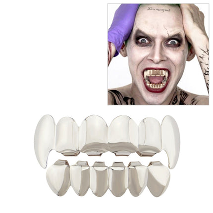 Real Gold Electroplating Halloween Decoration Denture And Tusk Suit COS Props(Silver)-garmade.com