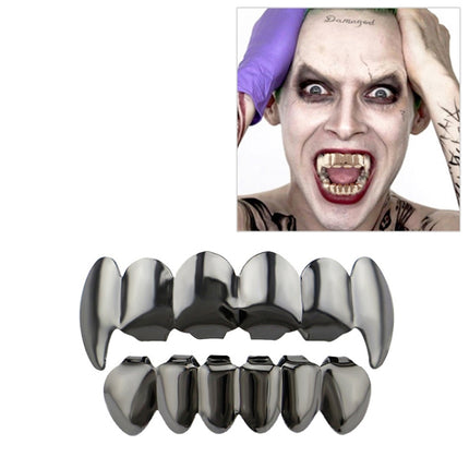 Real Gold Electroplating Halloween Decoration Denture And Tusk Suit COS Props(Black)-garmade.com