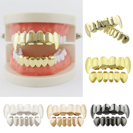 Real Gold Electroplating Halloween Decoration Denture And Tusk Suit COS Props(Black)-garmade.com