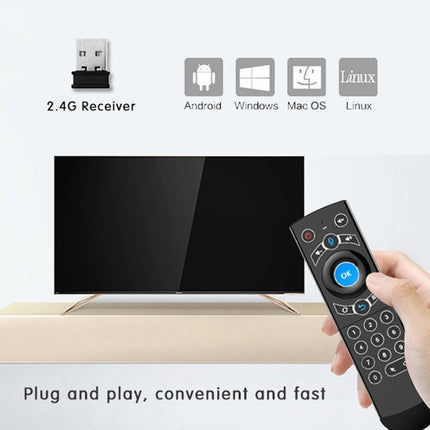 G21 2.4GHz Fly Air Mouse LED Backlight Wireless Keyboard Remote Control with Gyroscope for Android TV Box / PC, Support Intelligent Voice (Orange)-garmade.com