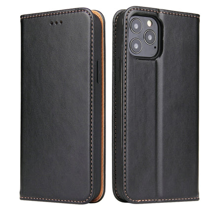 For iPhone 12 mini Fierre Shann PU Genuine Leather Texture Horizontal Flip Leather Case with Holder & Card Slots & Wallet(Black)-garmade.com