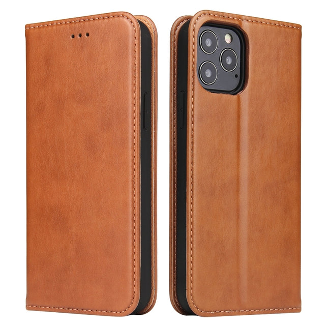 For iPhone 12 mini Fierre Shann PU Genuine Leather Texture Horizontal Flip Leather Case with Holder & Card Slots & Wallet(Brown)-garmade.com