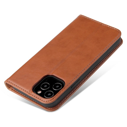 For iPhone 12 mini Fierre Shann PU Genuine Leather Texture Horizontal Flip Leather Case with Holder & Card Slots & Wallet(Brown)-garmade.com