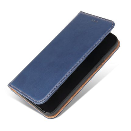 For iPhone 12 / 12 Pro Fierre Shann PU Genuine Leather Texture Horizontal Flip Leather Case with Holder & Card Slots & Wallet(Blue)-garmade.com