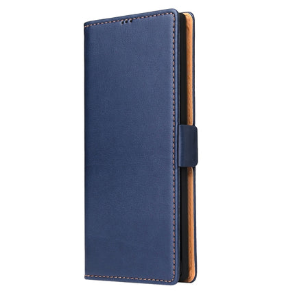 For Samsung Galaxy Note20 Fierre Shann PU Genuine Leather Texture Horizontal Flip Leather Case with Holder & Card Slots & Wallet(Blue)-garmade.com
