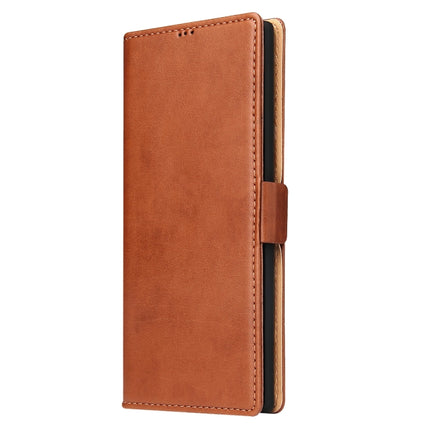 For Samsung Galaxy Note20 Fierre Shann PU Genuine Leather Texture Horizontal Flip Leather Case with Holder & Card Slots & Wallet(Brown)-garmade.com