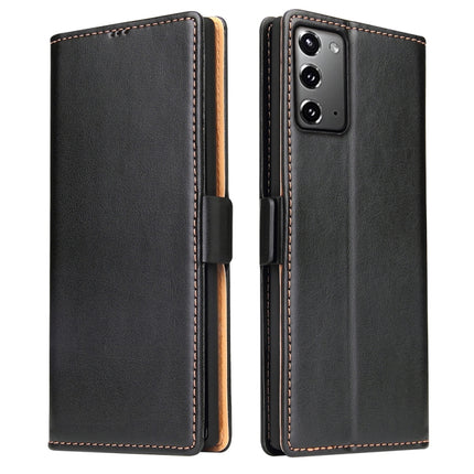 For Samsung Galaxy Note20 Ultra Fierre Shann PU Genuine Leather Texture Horizontal Flip Leather Case with Holder & Card Slots & Wallet(Black)-garmade.com