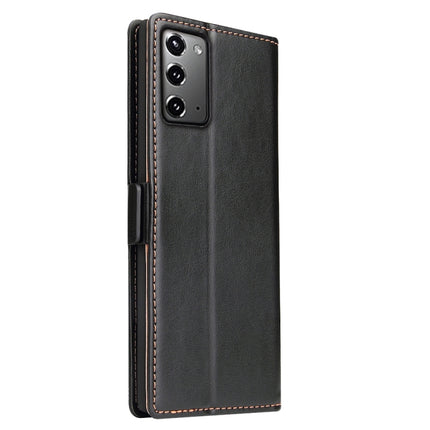 For Samsung Galaxy Note20 Ultra Fierre Shann PU Genuine Leather Texture Horizontal Flip Leather Case with Holder & Card Slots & Wallet(Black)-garmade.com