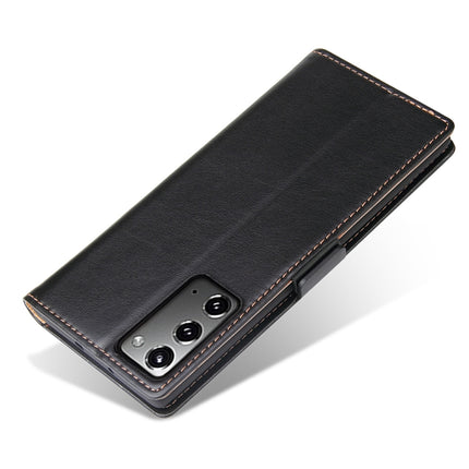 For Samsung Galaxy Note20 Ultra Fierre Shann PU Genuine Leather Texture Horizontal Flip Leather Case with Holder & Card Slots & Wallet(Black)-garmade.com