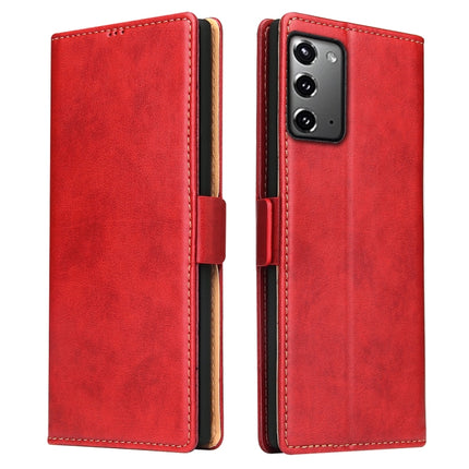 For Samsung Galaxy Note20 Ultra Fierre Shann PU Genuine Leather Texture Horizontal Flip Leather Case with Holder & Card Slots & Wallet(Red)-garmade.com