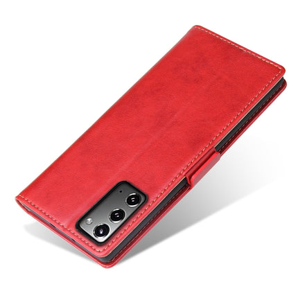 For Samsung Galaxy Note20 Ultra Fierre Shann PU Genuine Leather Texture Horizontal Flip Leather Case with Holder & Card Slots & Wallet(Red)-garmade.com