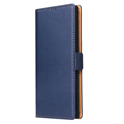 For Samsung Galaxy Note20 Ultra Fierre Shann PU Genuine Leather Texture Horizontal Flip Leather Case with Holder & Card Slots & Wallet(Blue)-garmade.com