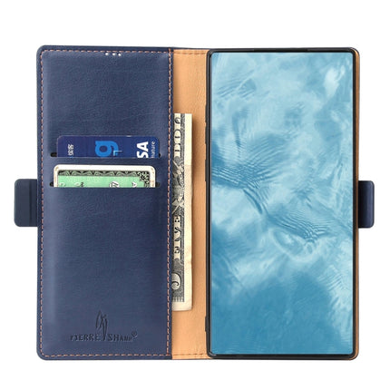 For Samsung Galaxy Note20 Ultra Fierre Shann PU Genuine Leather Texture Horizontal Flip Leather Case with Holder & Card Slots & Wallet(Blue)-garmade.com