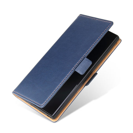 For Samsung Galaxy Note20 Ultra Fierre Shann PU Genuine Leather Texture Horizontal Flip Leather Case with Holder & Card Slots & Wallet(Blue)-garmade.com