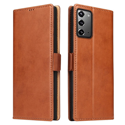 For Samsung Galaxy Note20 Ultra Fierre Shann PU Genuine Leather Texture Horizontal Flip Leather Case with Holder & Card Slots & Wallet(Brown)-garmade.com