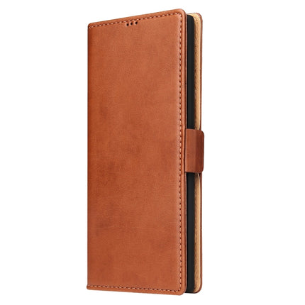 For Samsung Galaxy Note20 Ultra Fierre Shann PU Genuine Leather Texture Horizontal Flip Leather Case with Holder & Card Slots & Wallet(Brown)-garmade.com