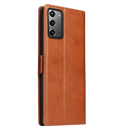 For Samsung Galaxy Note20 Ultra Fierre Shann PU Genuine Leather Texture Horizontal Flip Leather Case with Holder & Card Slots & Wallet(Brown)-garmade.com