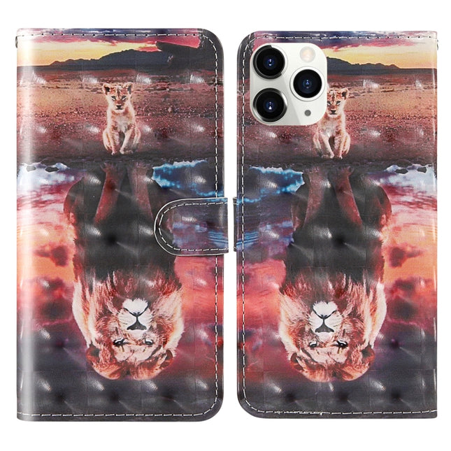 For iPhone 12 mini 3D Painting Colored Drawing Pattern Horizontal Flip TPU + PU Leather Case with Holder & Card Slots & Wallet & Lanyard(Dream Lion)-garmade.com