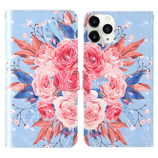 For iPhone 12 mini 3D Painting Colored Drawing Pattern Horizontal Flip TPU + PU Leather Case with Holder & Card Slots & Wallet & Lanyard(Colored Flowers)-garmade.com