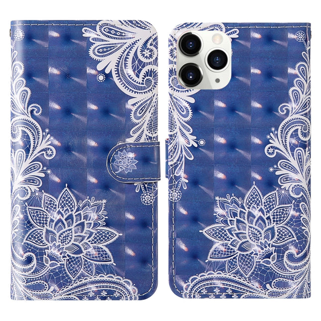 For iPhone 12 mini 3D Painting Colored Drawing Pattern Horizontal Flip TPU + PU Leather Case with Holder & Card Slots & Wallet & Lanyard(White Lace)-garmade.com