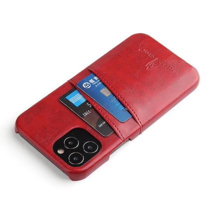 For iPhone 12 / 12 Pro Fierre Shann Retro Oil Wax Texture PU Leather Case with Card Slots(Red)-garmade.com