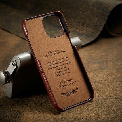 For iPhone 12 mini Fierre Shann Retro Oil Wax Texture PU Leather Case with Card Slots(Brown)-garmade.com