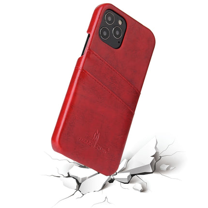 For iPhone 12 mini Fierre Shann Retro Oil Wax Texture PU Leather Case with Card Slots(Red)-garmade.com