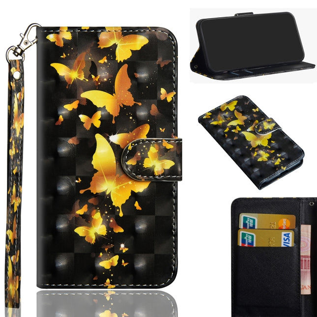 For Samsung Galaxy Note 20 3D Painting Pattern Horizontal Flip TPU + PU Leather Case with Holder & Card Slots & Wallet(Golden Butterfly)-garmade.com