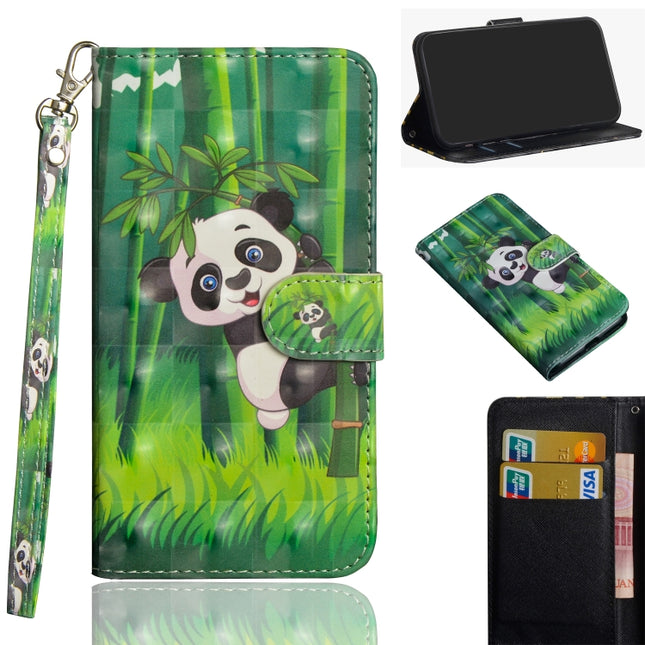 For Samsung Galaxy Note 20 3D Painting Pattern Horizontal Flip TPU + PU Leather Case with Holder & Card Slots & Wallet(Panda Climbing Bamboo)-garmade.com