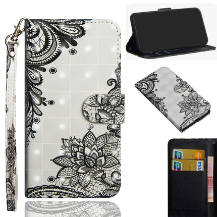 For Samsung Galaxy Note 20 3D Painting Pattern Horizontal Flip TPU + PU Leather Case with Holder & Card Slots & Wallet(Diagonal Black Flower)-garmade.com