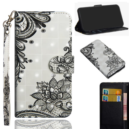 For Samsung Galaxy Note 20 Ultra 3D Painting Pattern Horizontal Flip TPU + PU Leather Case with Holder & Card Slots & Wallet(Diagonal Black Flower)-garmade.com