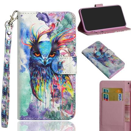 For Samsung Galaxy Note 20 Ultra 3D Painting Pattern Horizontal Flip TPU + PU Leather Case with Holder & Card Slots & Wallet(Watercolor Owl)-garmade.com