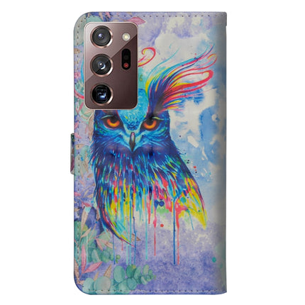 For Samsung Galaxy Note 20 Ultra 3D Painting Pattern Horizontal Flip TPU + PU Leather Case with Holder & Card Slots & Wallet(Watercolor Owl)-garmade.com