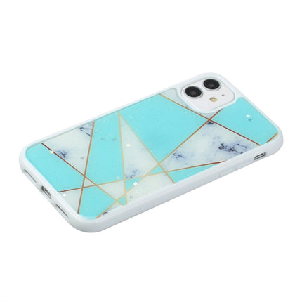 For iPhone 11 Marble Series Stars Powder Dropping Epoxy TPU Protective Case(Green White Plaid)-garmade.com