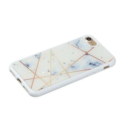For iPhone SE 2020 / 8 / 7 Marble Series Stars Powder Dropping Epoxy TPU Protective Case(White Plaid)-garmade.com