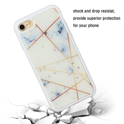 For iPhone SE 2020 / 8 / 7 Marble Series Stars Powder Dropping Epoxy TPU Protective Case(White Plaid)-garmade.com