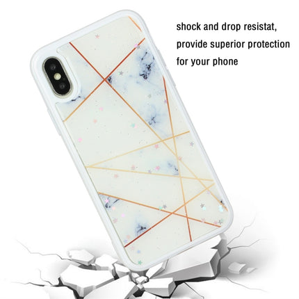 For iPhone X / XS Marble Series Stars Powder Dropping Epoxy TPU Protective Case(White Plaid)-garmade.com