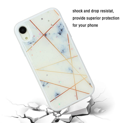For iPhone XR Marble Series Stars Powder Dropping Epoxy TPU Protective Case(White Plaid)-garmade.com