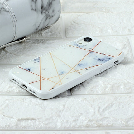 For iPhone XR Marble Series Stars Powder Dropping Epoxy TPU Protective Case(White Plaid)-garmade.com