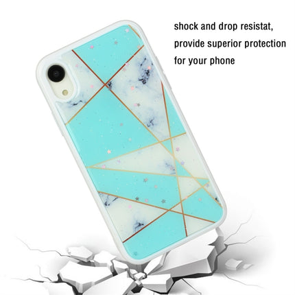 For iPhone XR Marble Series Stars Powder Dropping Epoxy TPU Protective Case(Green White Plaid)-garmade.com