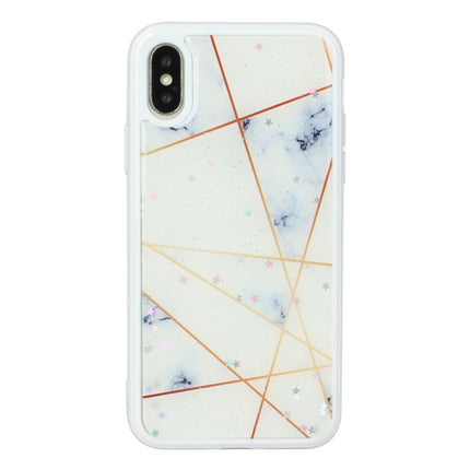For iPhone XS Max Marble Series Stars Powder Dropping Epoxy TPU Protective Case(White Plaid)-garmade.com