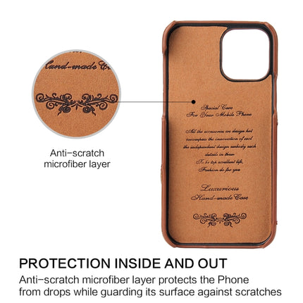 For iPhone 12 Pro Max Fierre Shann Oil Wax Texture Genuine Leather Back Cover Case with 360 Degree Rotation Holder & Card Slot(Light Brown+Dark Brown)-garmade.com