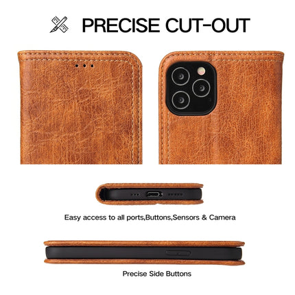 For iPhone 12 / 12 Pro Fierre Shann Retro Tree Bark Texture PU Magnetic Horizontal Flip Leather Case with Holder & Card Slots & Wallet(Brown)-garmade.com